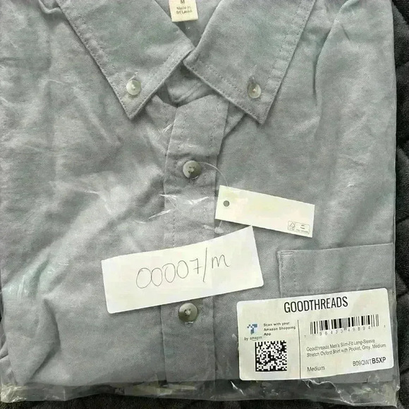 Goodthreads Men's Slim-Fit Long-Sleeved Stretch Oxford Shirt with Pocket - Picture 6 of 7